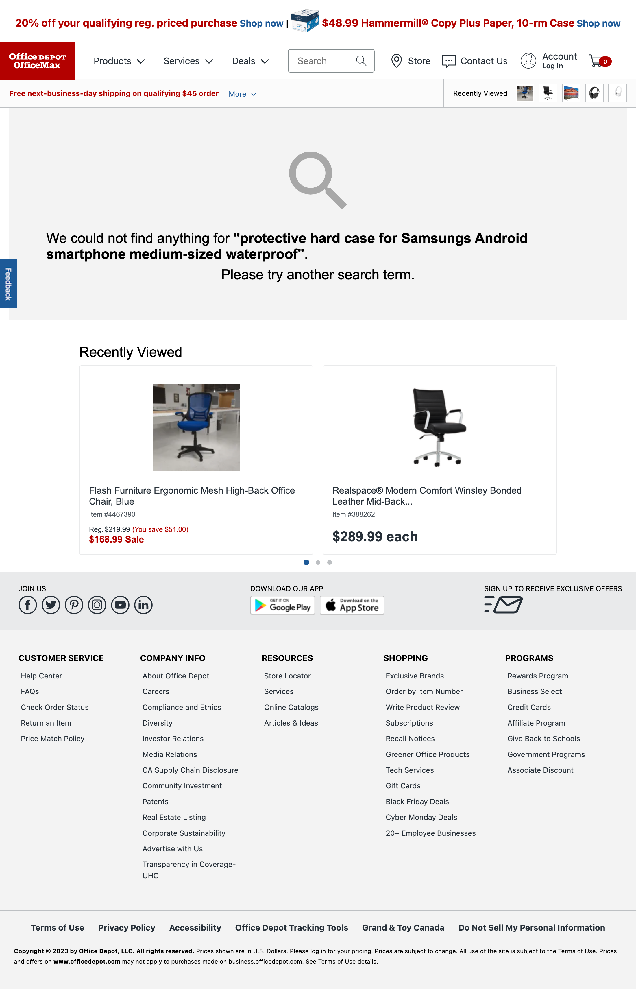 Office Depot’s No Results Page 128 of 444 No Results Page Examples